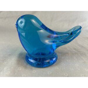 Bluebird of Happiness Signed Leo Ward 1991 ~ Blue Glass Bird Figurine EUC